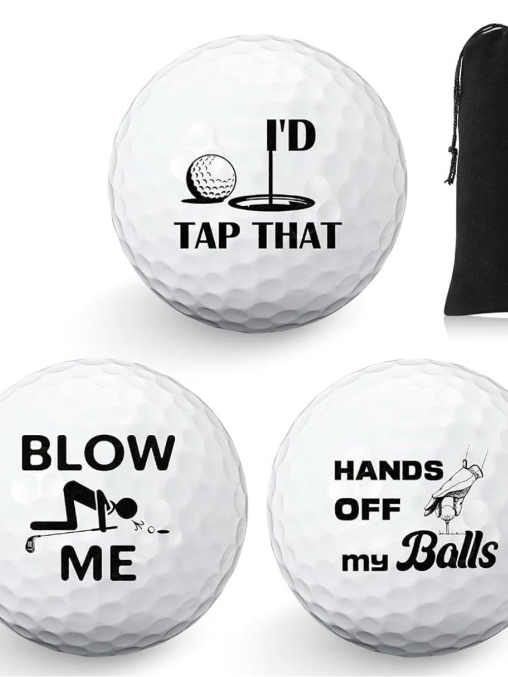 Golf Wang White Novelty Golf Balls - Black Print (3-Pack)